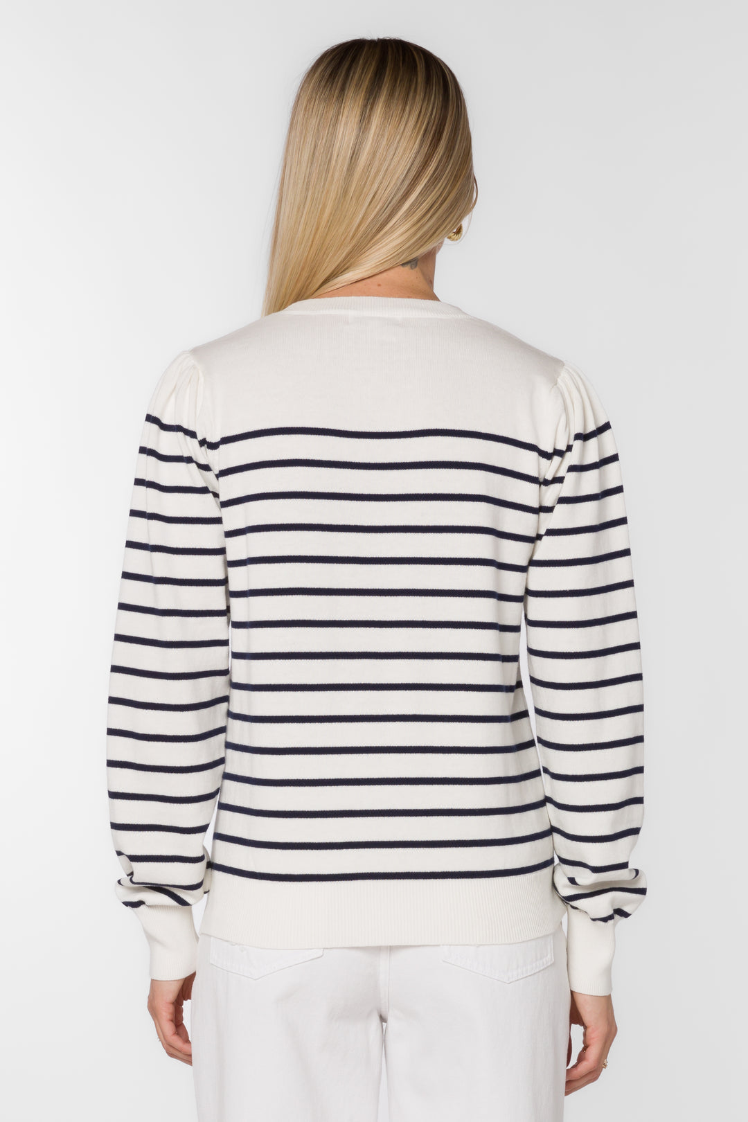 Serissa Ecru Navy Stripe Sweater - Sweaters - Velvet Heart Clothing