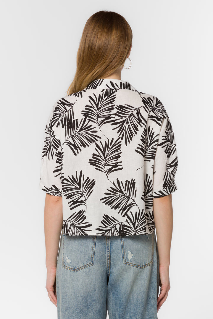 Shaymarie Black White Palm Shirt - Tops - Velvet Heart Clothing