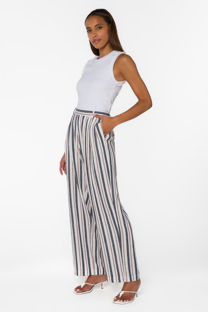 Sherlock Blue Stripe Pants - Pants - Velvet Heart Clothing