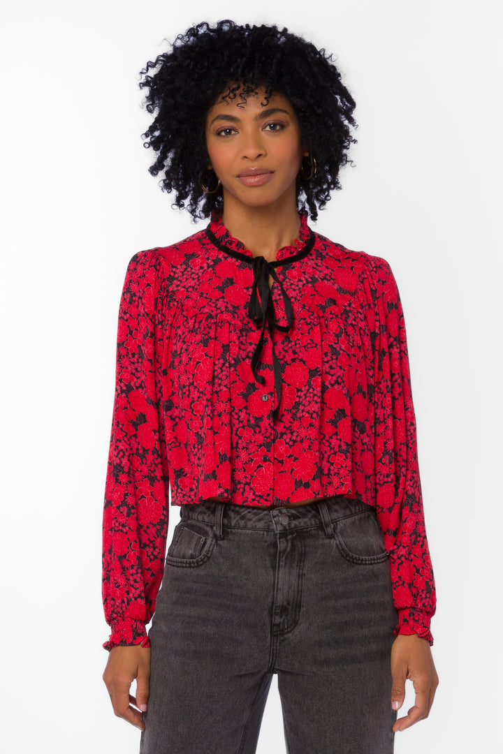 Sinclair Ruby Blossom Blouse - Tops - Velvet Heart Clothing