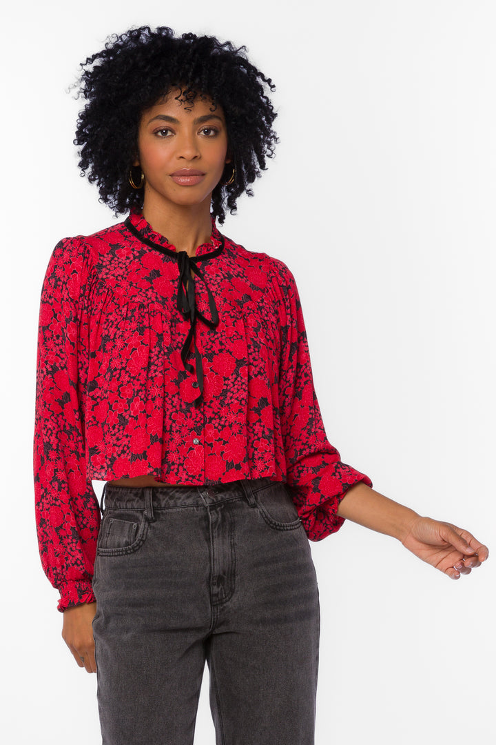 Sinclair Ruby Blossom Blouse - Tops - Velvet Heart Clothing