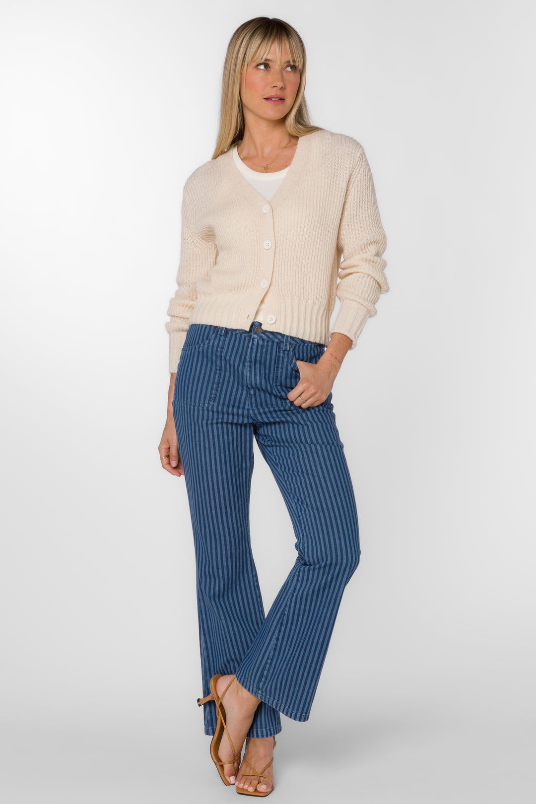 Sloane Blue Stripe Jean - Pants - Velvet Heart Clothing