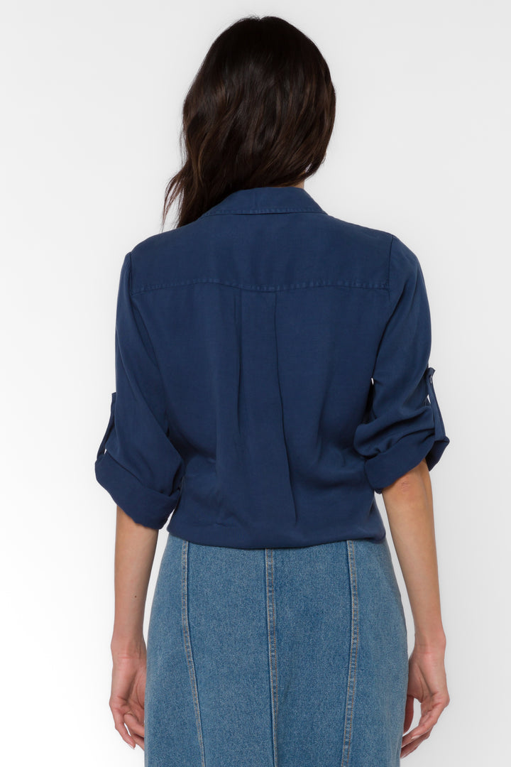 Solange French Navy Top - Tops - Velvet Heart Clothing