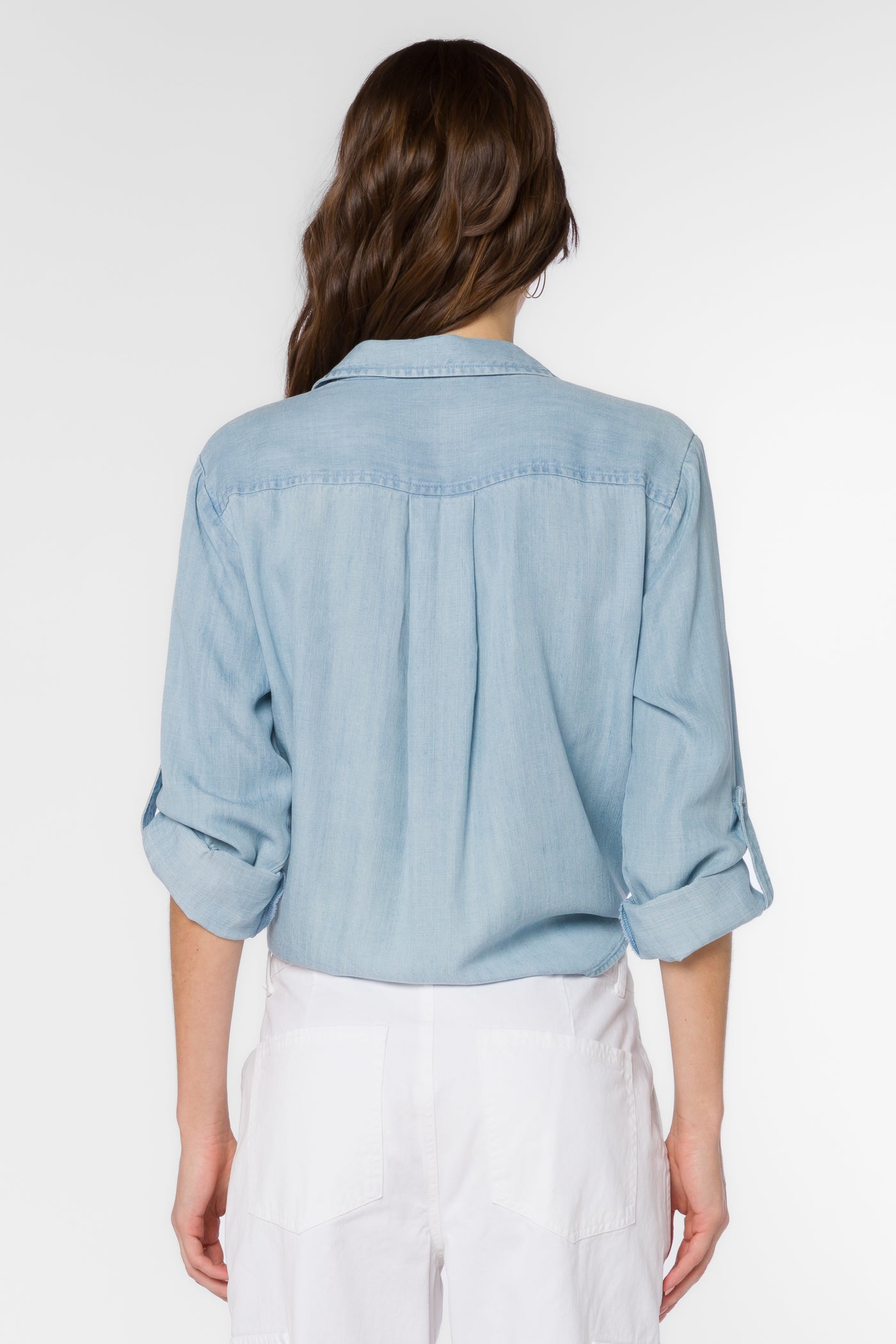 Solange Sky Blue Shirt - Tops - Velvet Heart Clothing