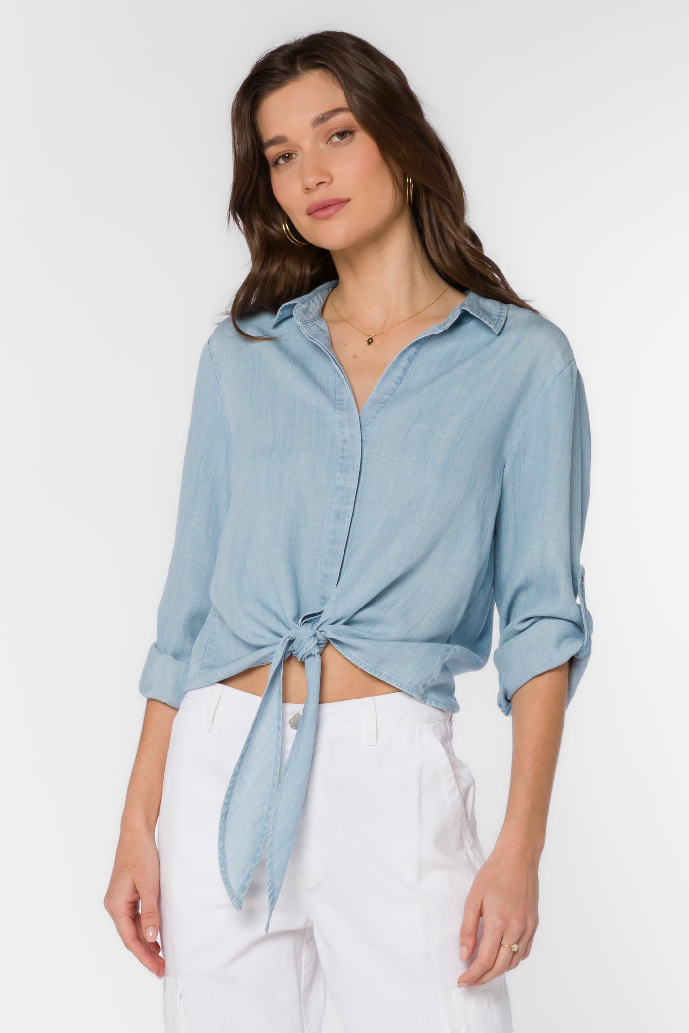 Solange Sky Blue Shirt - Tops - Velvet Heart Clothing