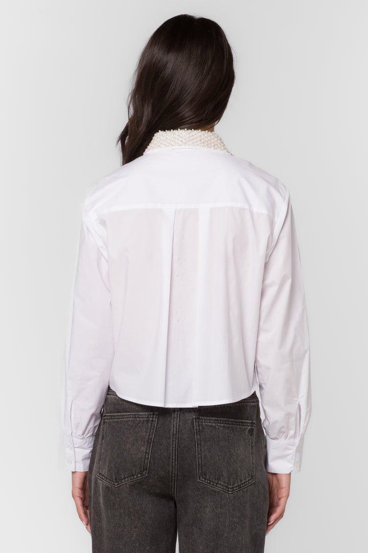 Soleil White Pearl Shirt - Tops - Velvet Heart Clothing