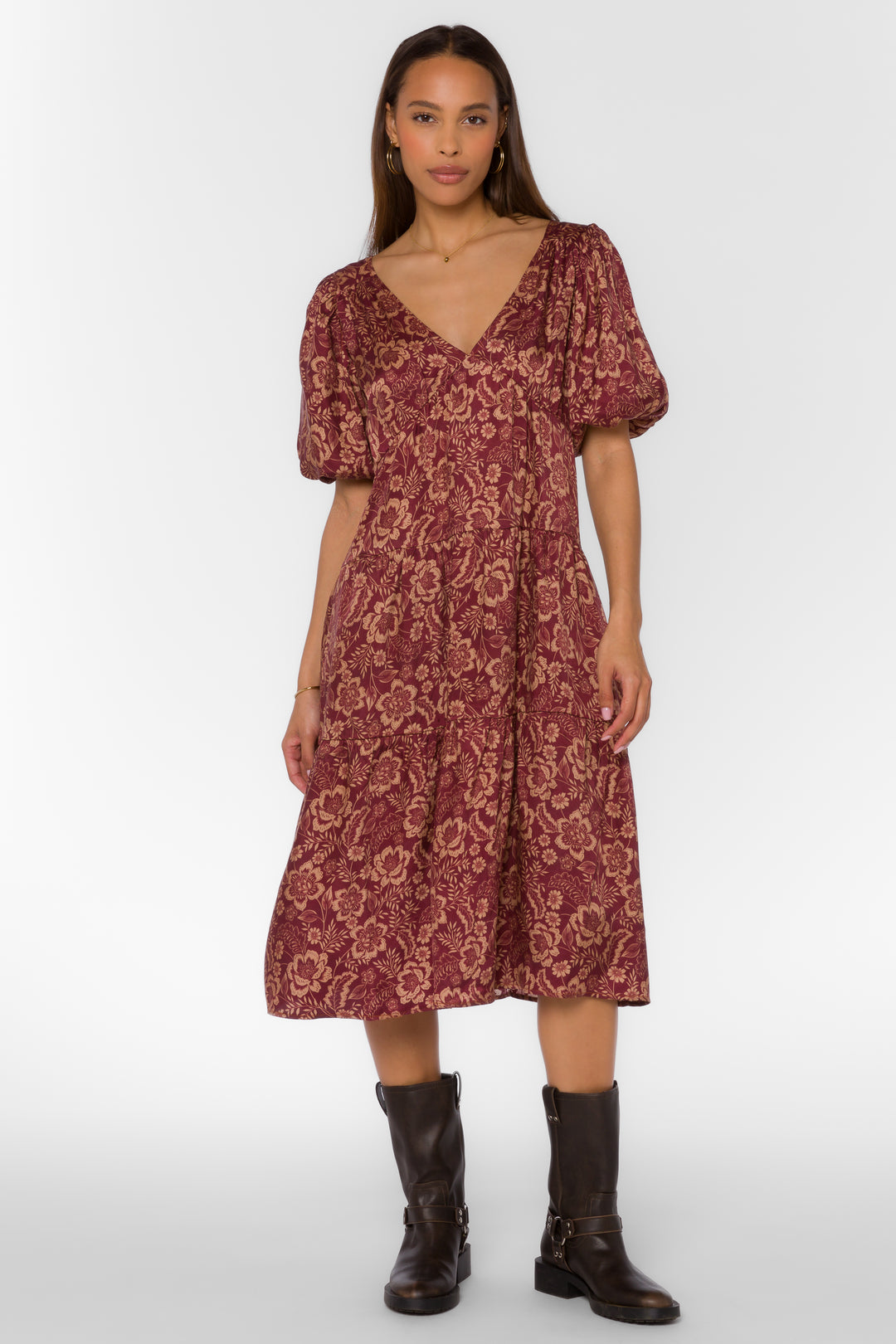 Sophia Sangria Floral Dress - Dresses - Velvet Heart Clothing