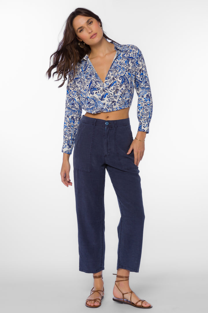 Stacy Blue Paisley Top - Tops - Velvet Heart Clothing