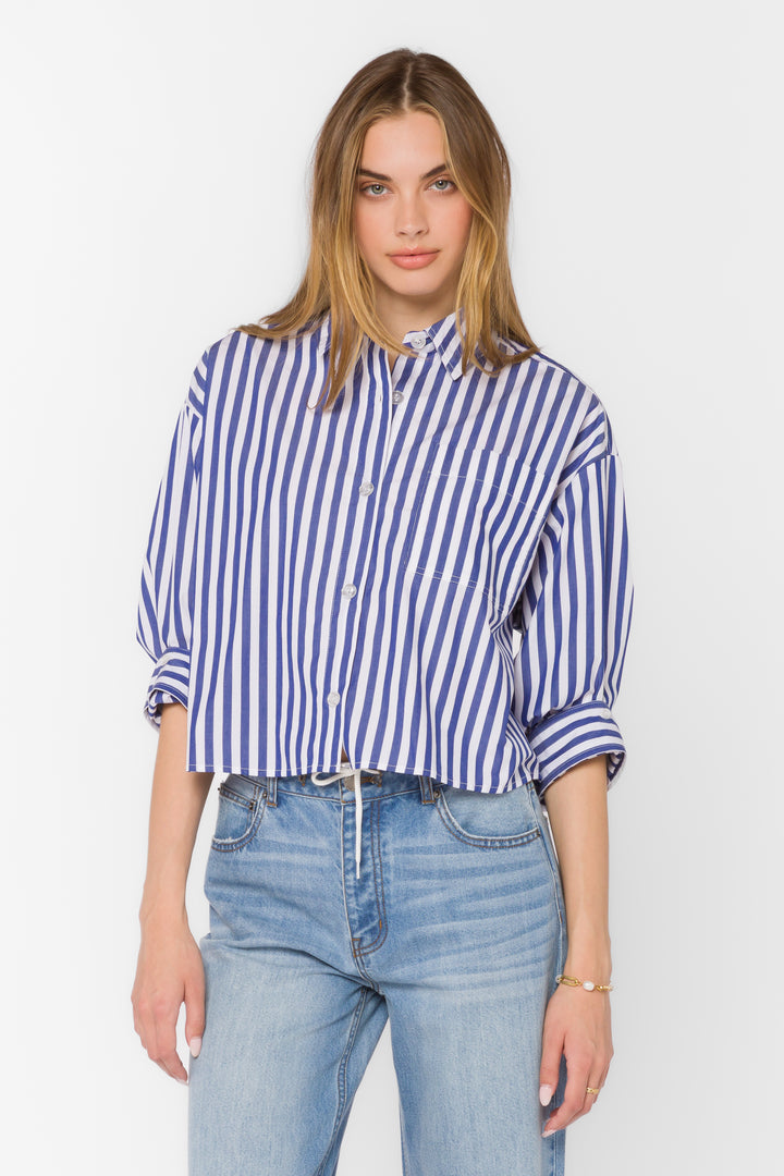 Stormi Blue Stripe Shirt - Tops - Velvet Heart Clothing