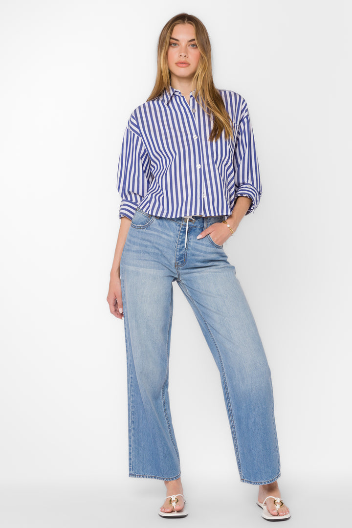 Stormi Blue Stripe Shirt - Tops - Velvet Heart Clothing