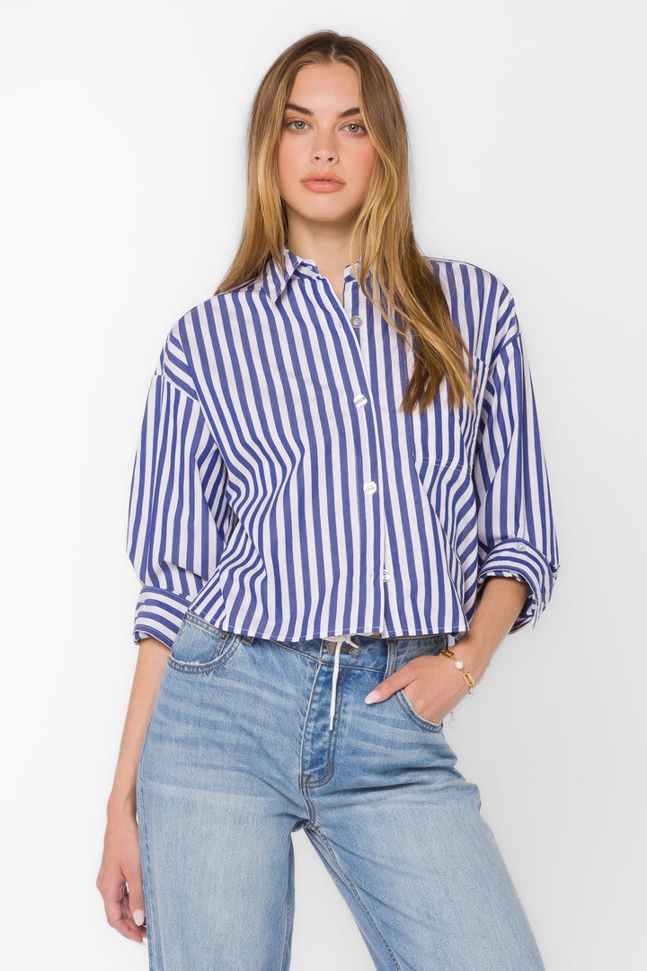 Stormi Blue Stripe Shirt - Tops - Velvet Heart Clothing