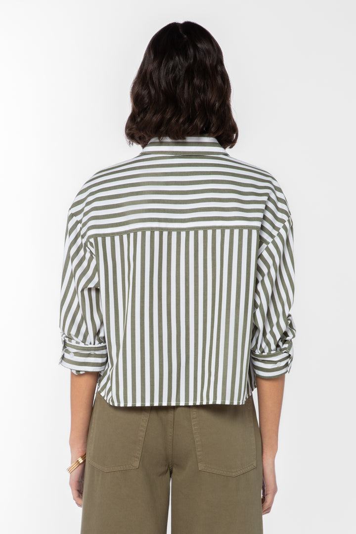 Stormi Olive Striped Shirt
