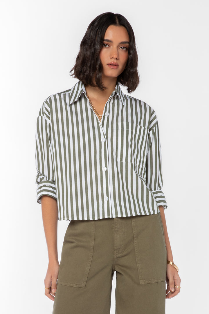 Stormi Olive Striped Shirt