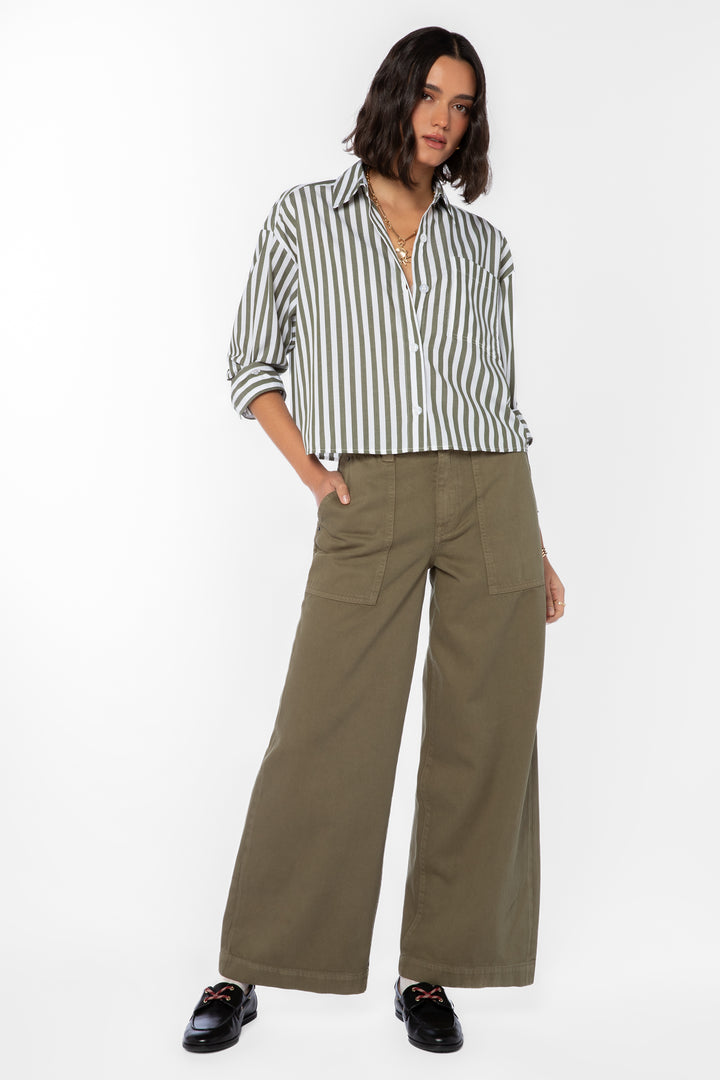 Stormi Olive Striped Shirt