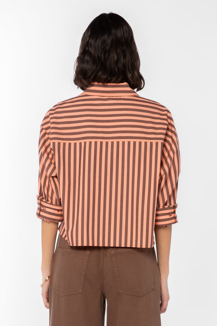 Stormi Coral Striped Shirt