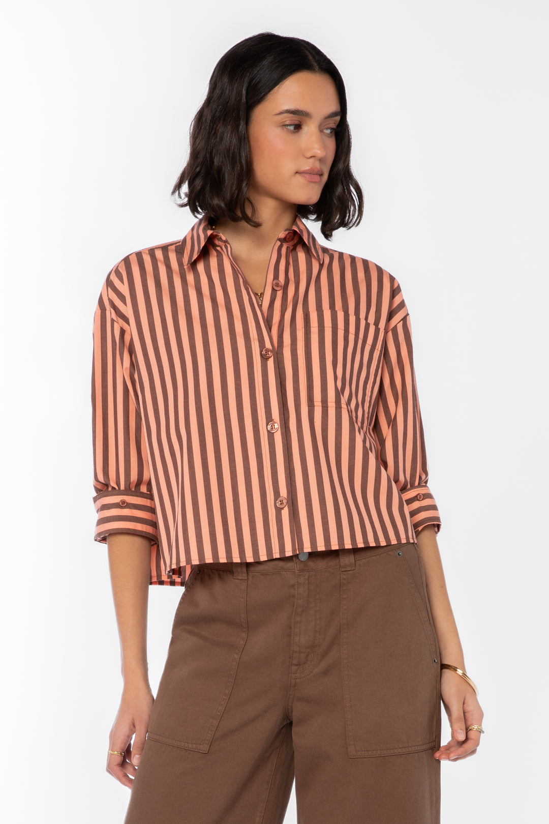 Stormi Coral Striped Shirt