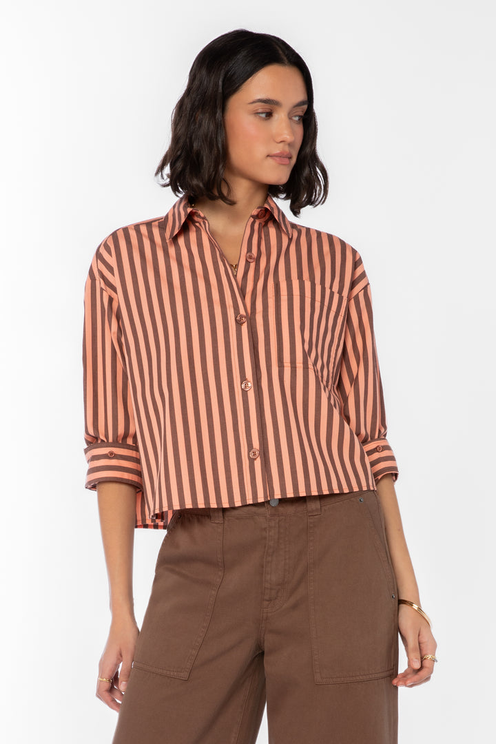 Stormi Coral Striped Shirt