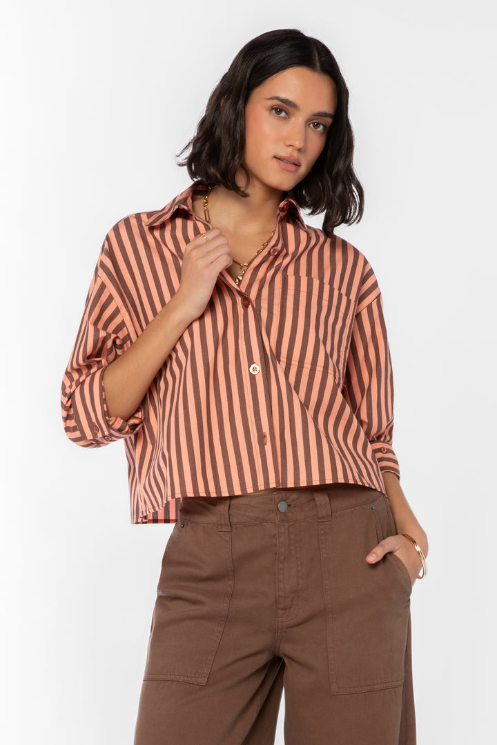Stormi Coral Striped Shirt