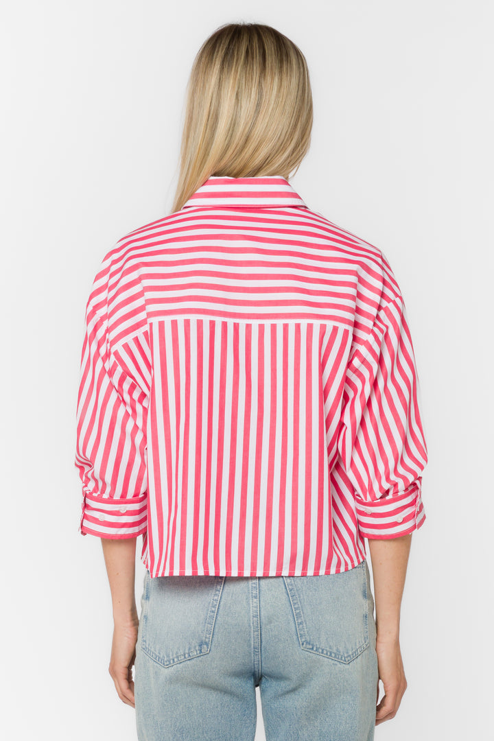 Stormi Raspberry Stripe Shirt - Tops - Velvet Heart Clothing