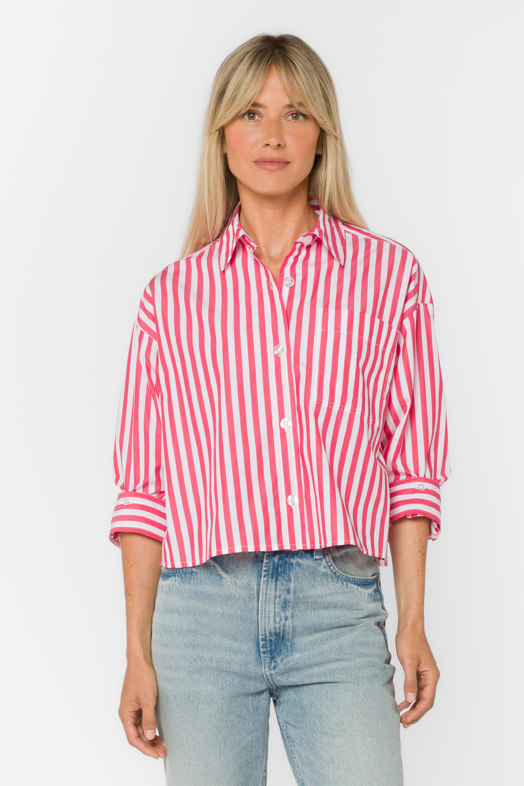 Stormi Raspberry Stripe Shirt - Tops - Velvet Heart Clothing
