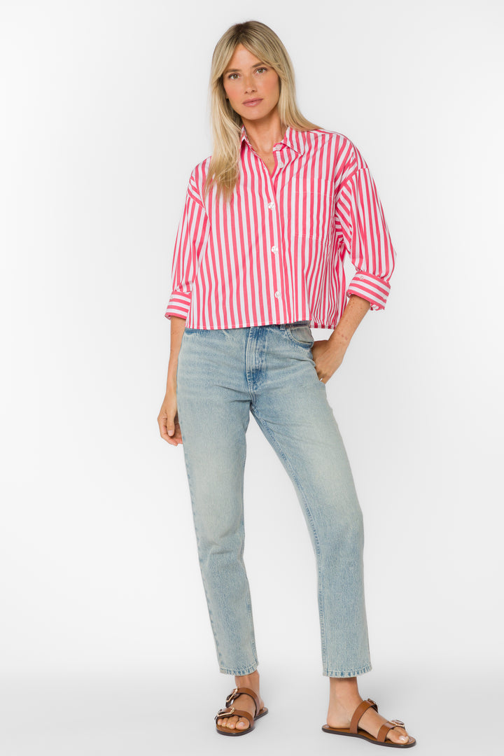 Stormi Raspberry Stripe Shirt - Tops - Velvet Heart Clothing