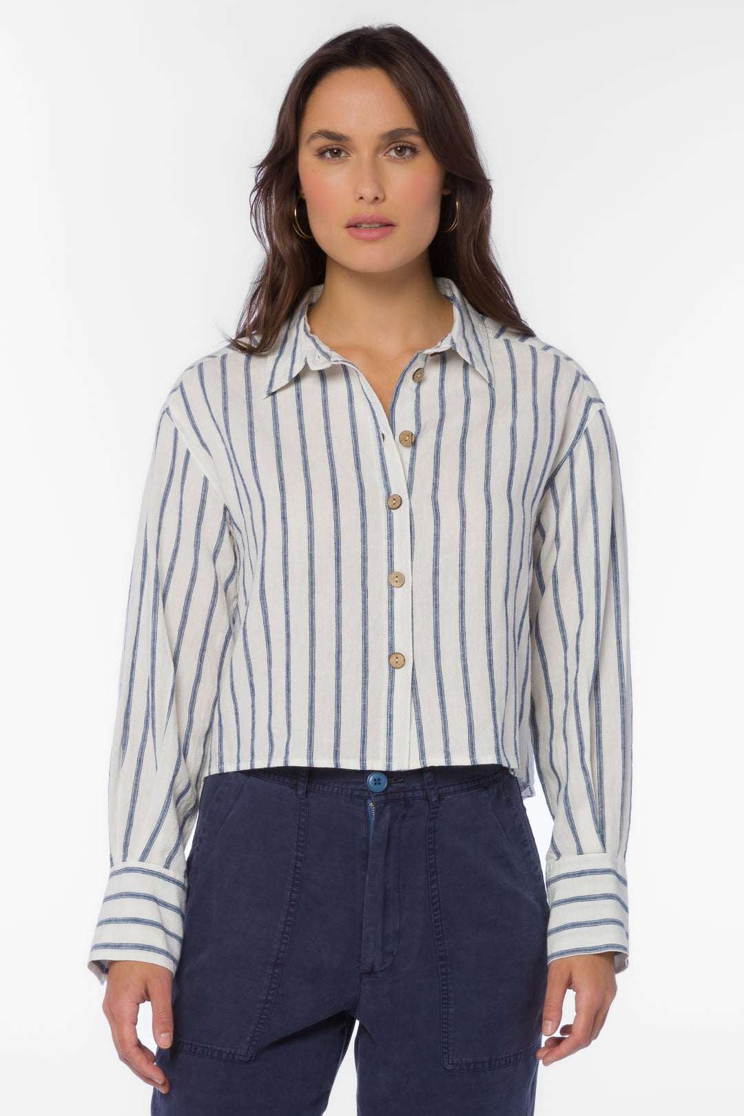 Summerlyn Navy Stripe Shirt - Tops - Velvet Heart Clothing