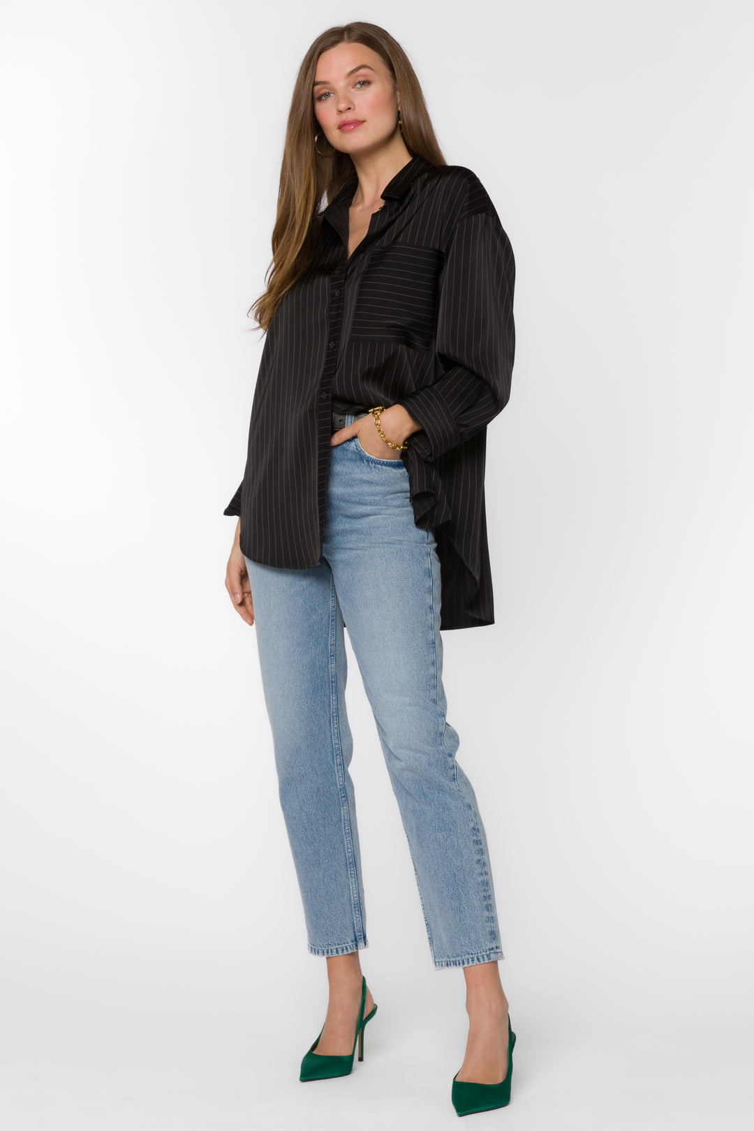 Sutton Black Stripe Shirt - Tops - Velvet Heart Clothing