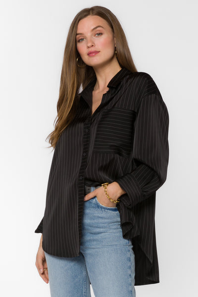 Sutton Black Stripe Shirt - Tops - Velvet Heart Clothing
