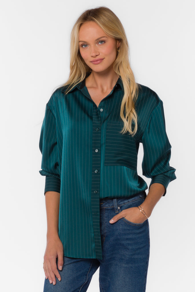 Sutton Green Stripe Shirt by Velvet Heart Clothing: Sutton Green Stripe  Shirt