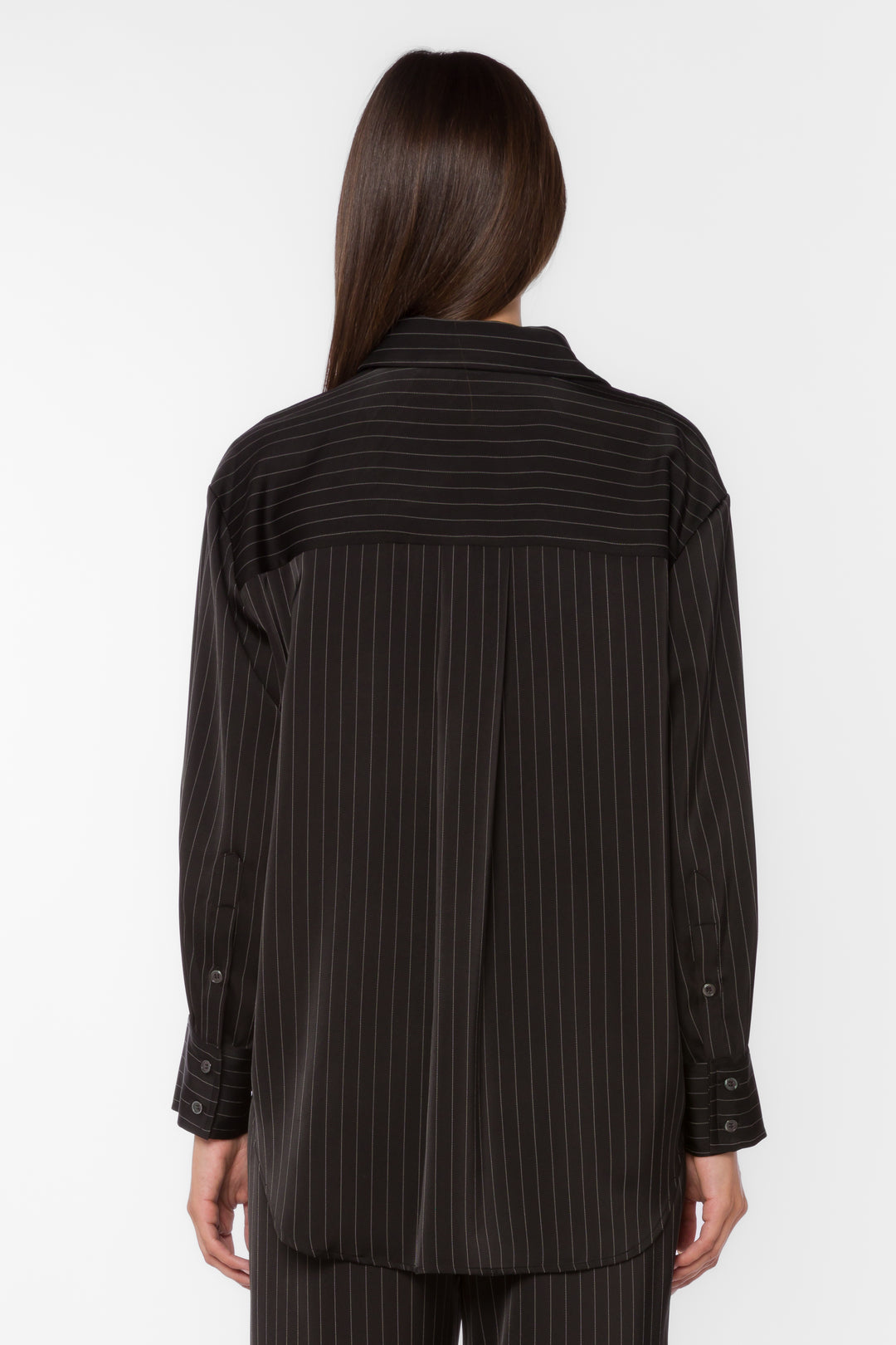Sutton Black Pinstripe Shirt - Tops - Velvet Heart Clothing
