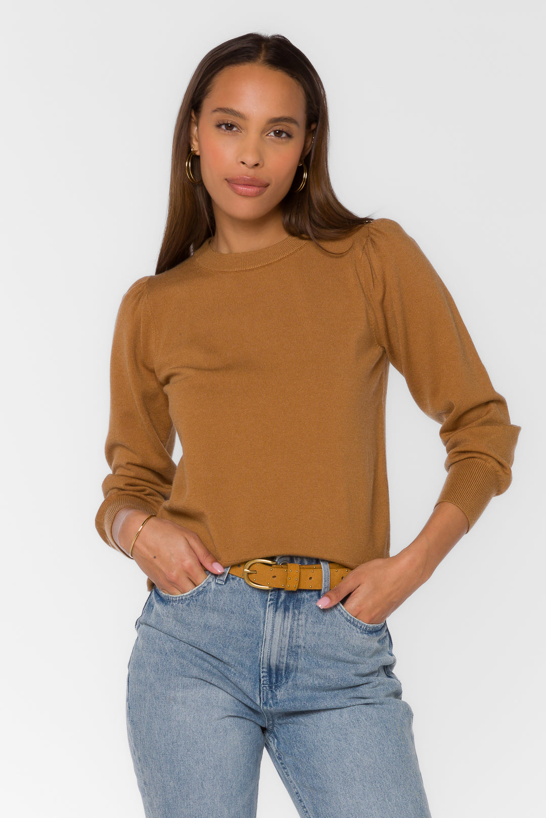 Taffy Burlap Gold Button Sweater - Sweaters - Velvet Heart Clothing