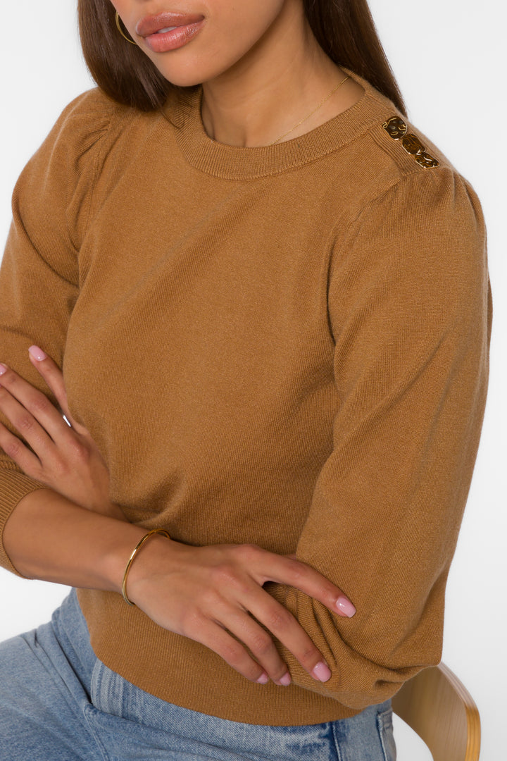 Taffy Burlap Gold Button Sweater - Sweaters - Velvet Heart Clothing