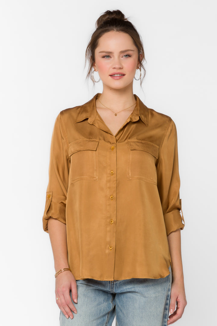 Talma Golden Brown Shirt - Tops - Velvet Heart Clothing