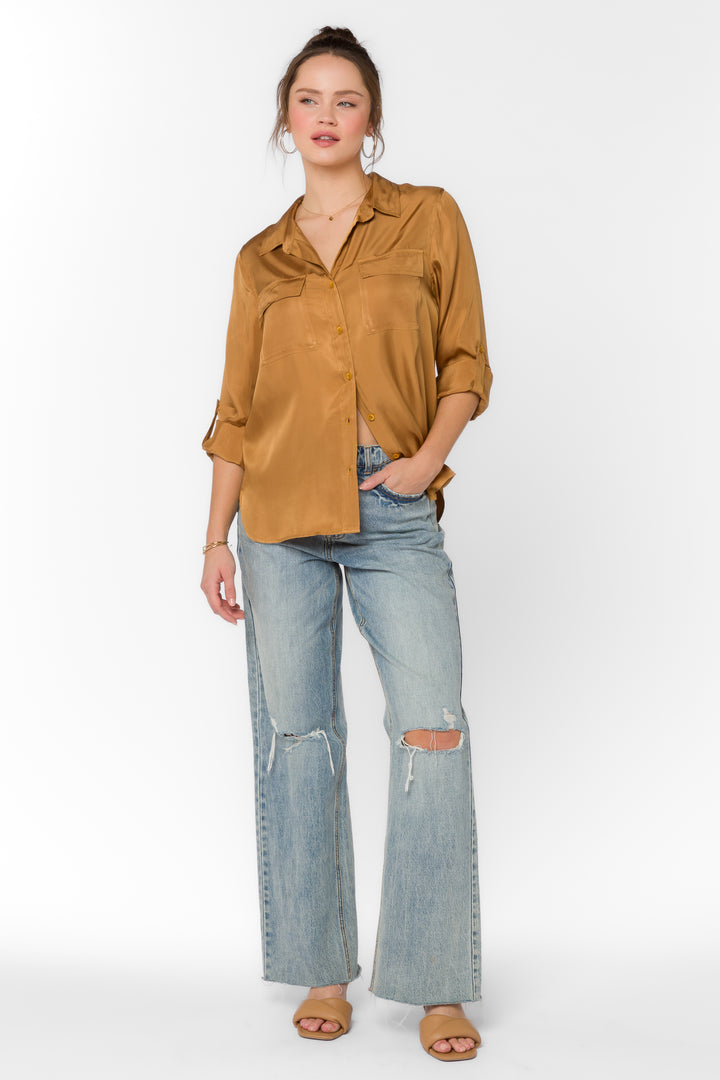 Talma Golden Brown Shirt - Tops - Velvet Heart Clothing