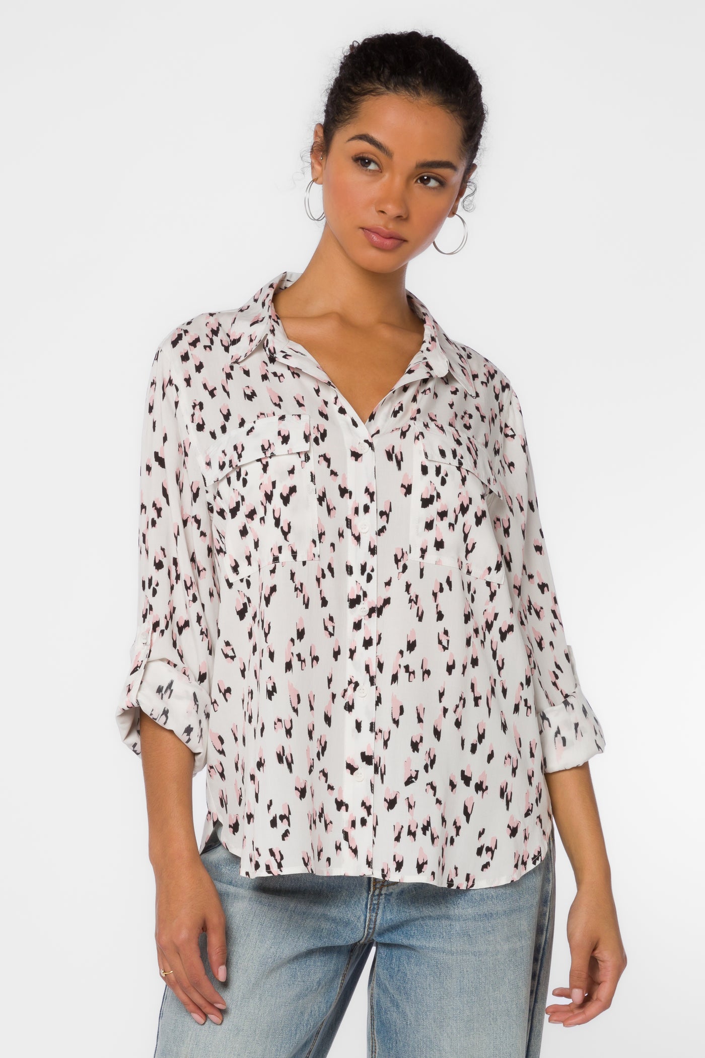 Talma Pink Black Abstract Shirt by Velvet Heart Clothing: Talma Pink ...