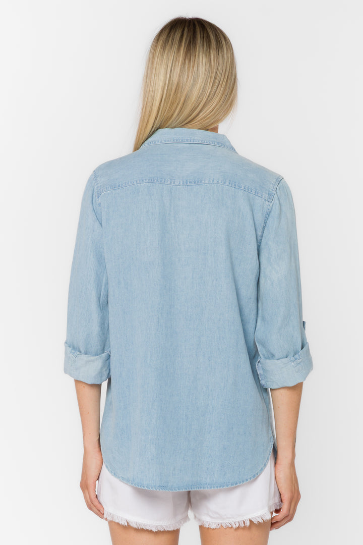 Talma Washed Blue Shirt - Tops - Velvet Heart Clothing