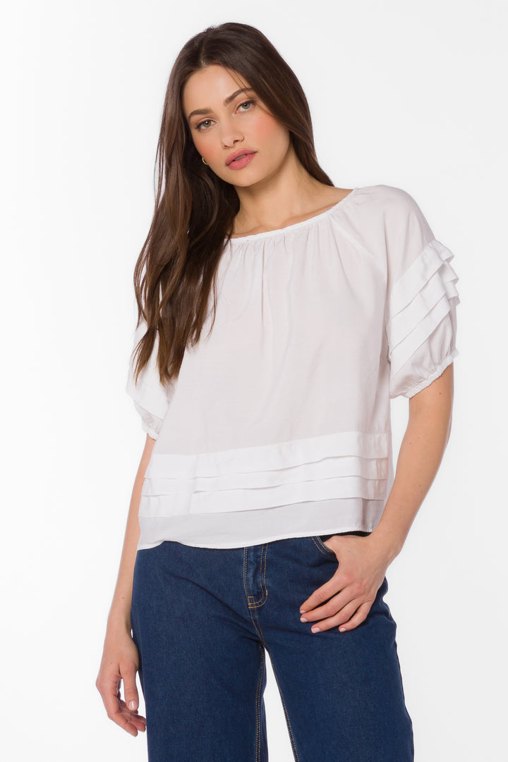 Tashia Optic White Top - Tops - Velvet Heart Clothing