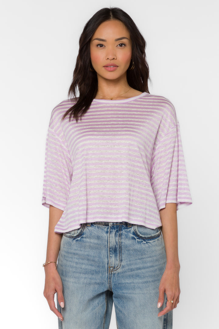 Teller Periwinkle Stripe Tee - Tops - Velvet Heart Clothing