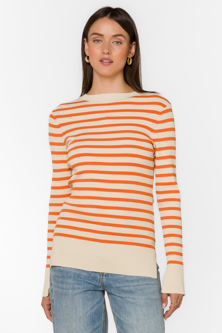 Teresa Off White Copper Stripe Sweater - Sweaters - Velvet Heart Clothing