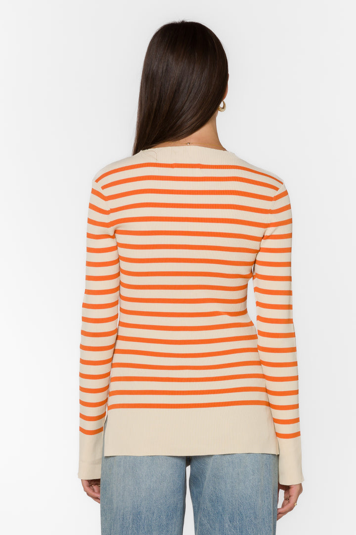 Teresa Off White Copper Stripe Sweater - Sweaters - Velvet Heart Clothing