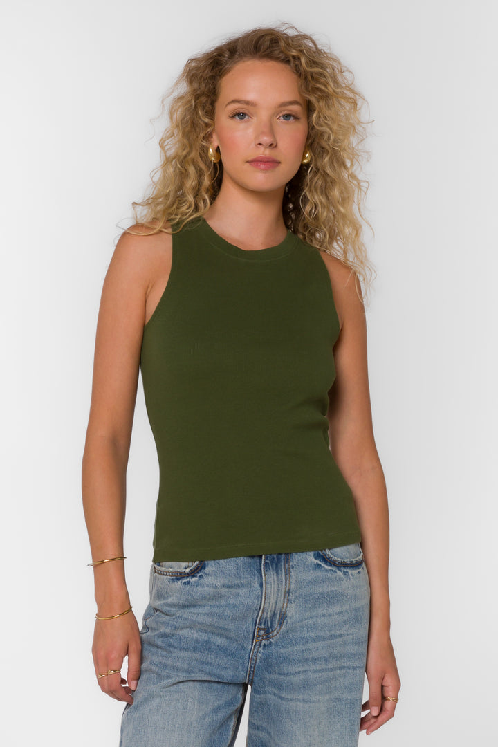 Tibby Fern Green Tank - Tops - Velvet Heart Clothing