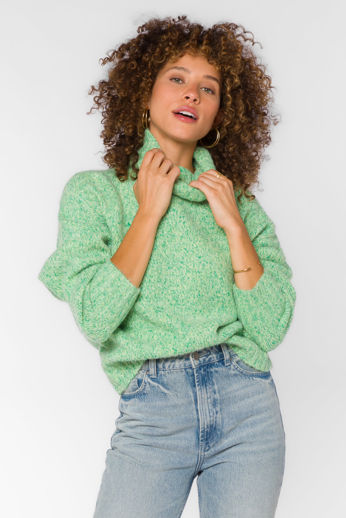Tillie Marled Green Sweater - Sweaters - Velvet Heart Clothing