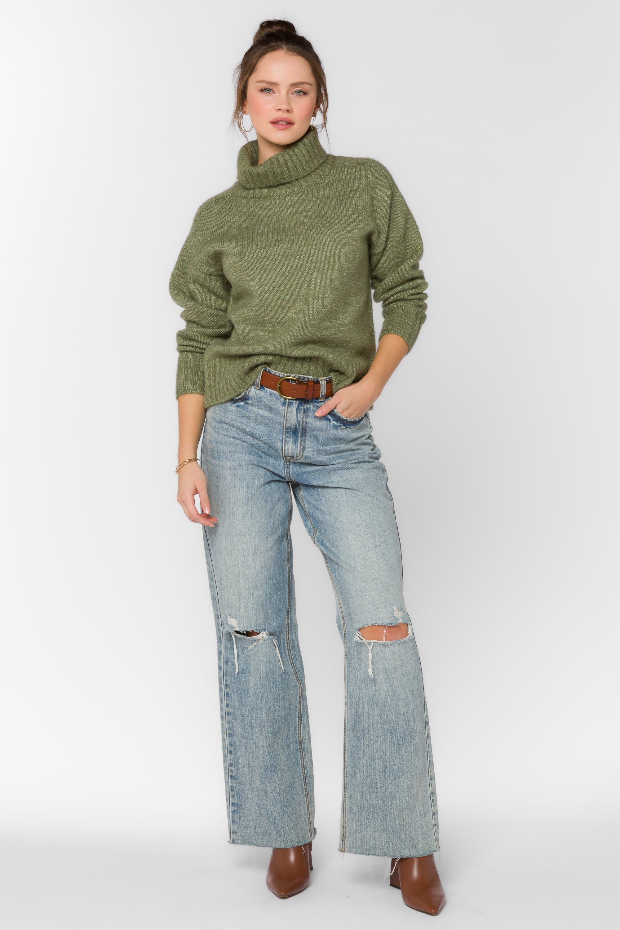 Tillie Pesto Green Sweater - Sweaters - Velvet Heart Clothing