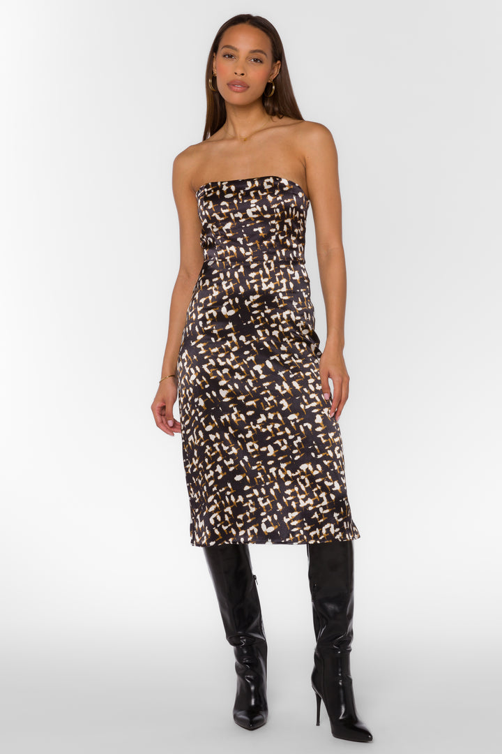 Tobias Black Abstract Geo Dress - Dresses - Velvet Heart Clothing