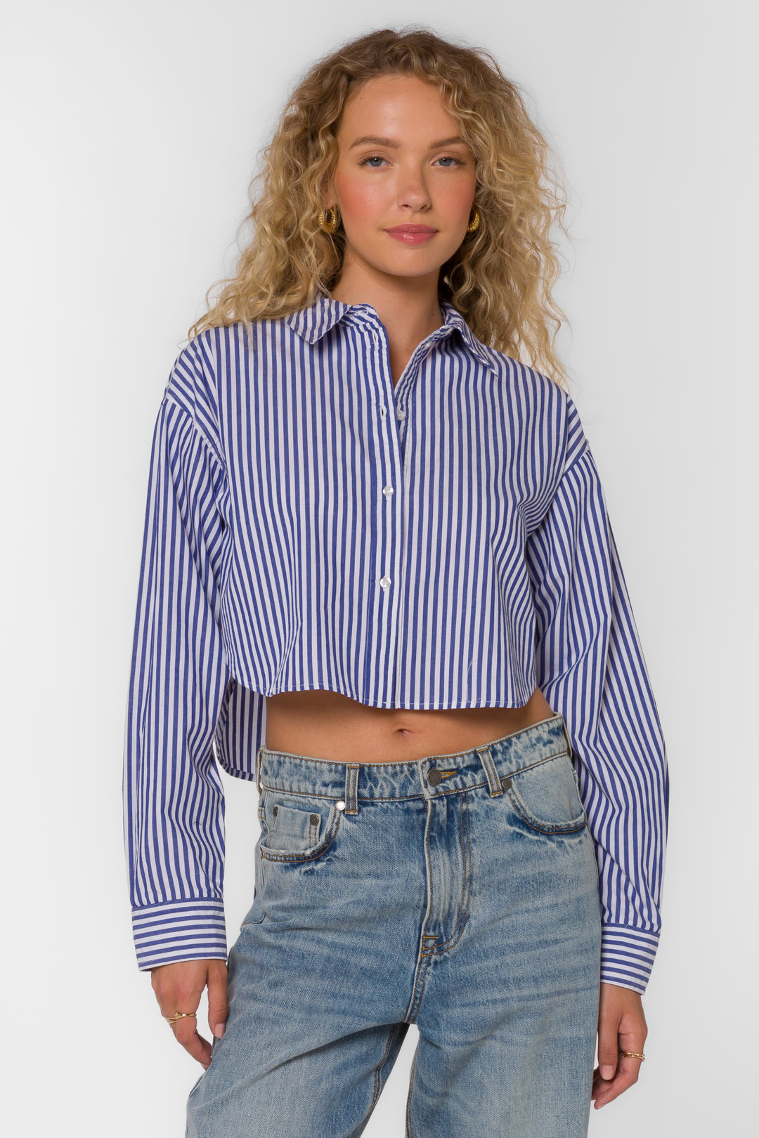 Trinity Iced Blue Stripe Shirt - Tops - Velvet Heart Clothing