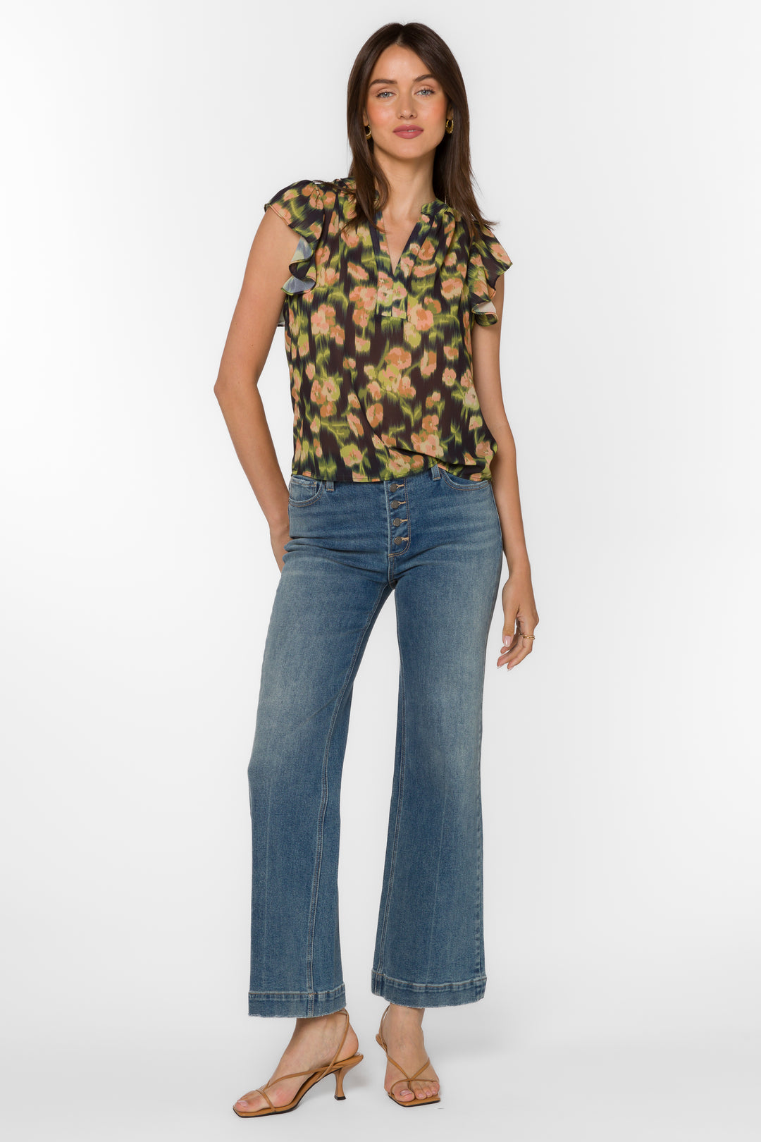 Trish Blurred Floral Blouse - Tops - Velvet Heart Clothing