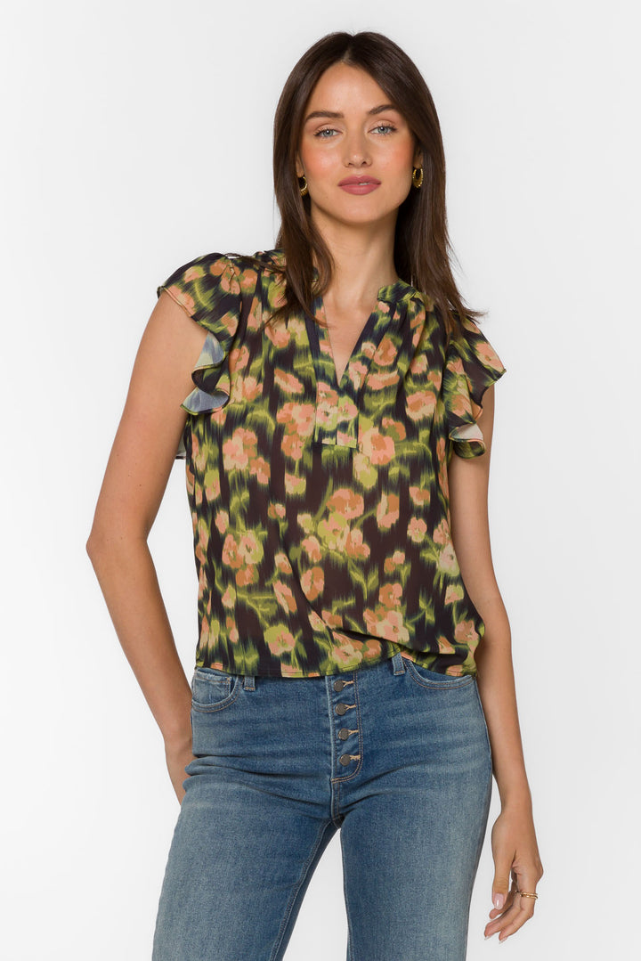 Trish Blurred Floral Blouse - Tops - Velvet Heart Clothing