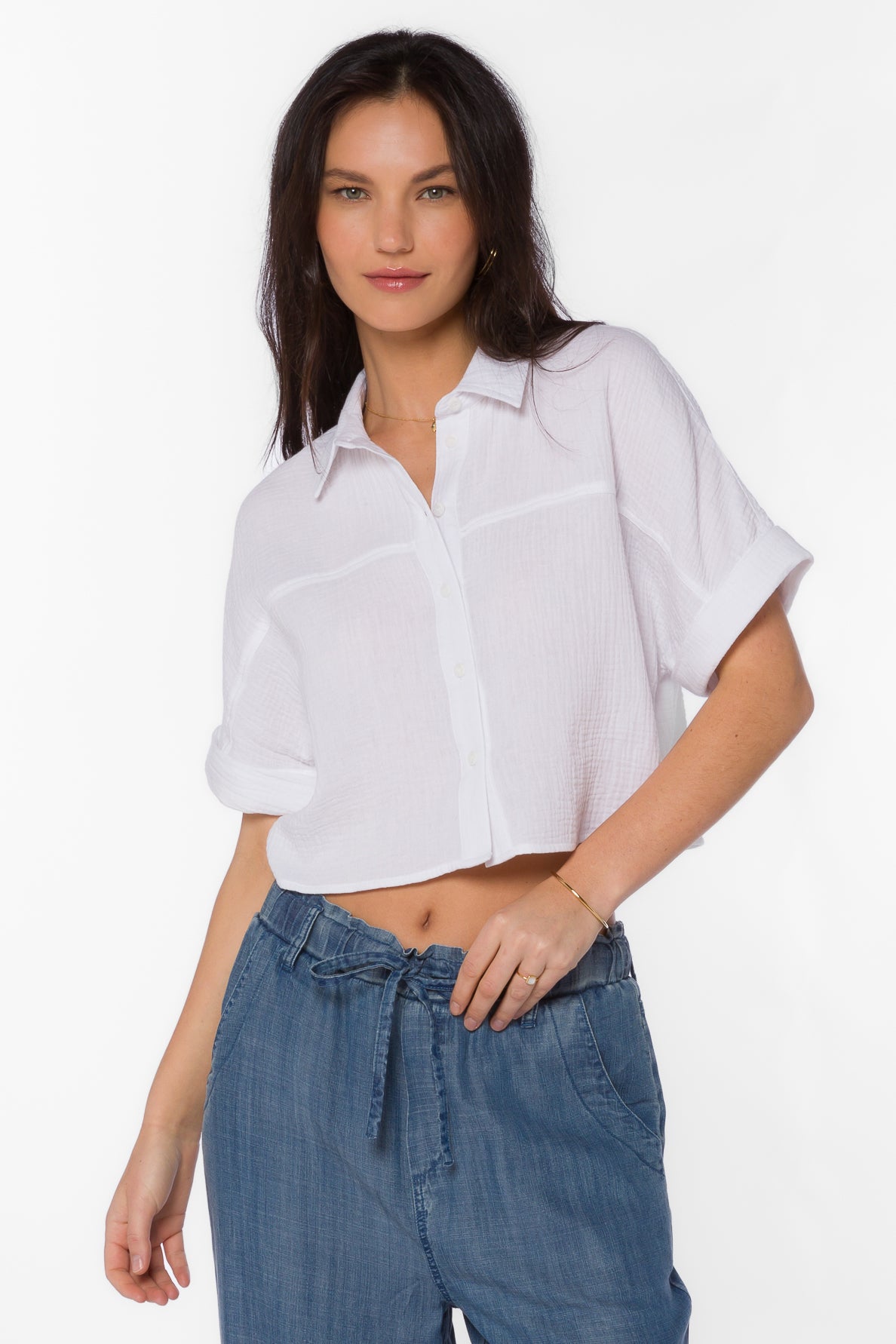 Trista Optic White Shirt - Tops - Velvet Heart Clothing