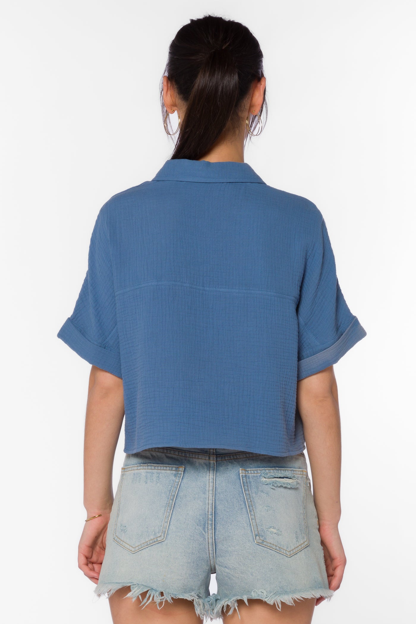 Trista Vintage Blue Shirt - Tops - Velvet Heart Clothing