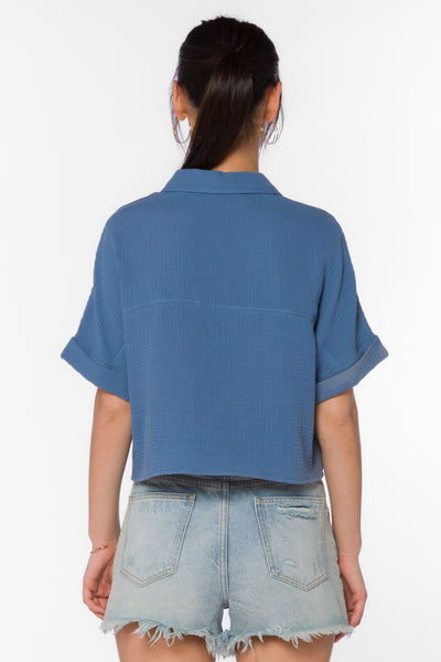 Trista Vintage Blue Shirt - Tops - Velvet Heart Clothing